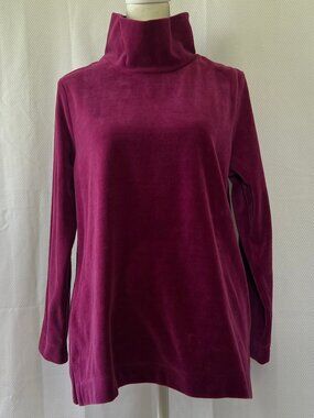 Appleseedss Plum Cowl Neck Velour Women's Long-Sleeve Top